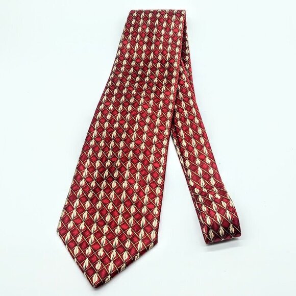 John W. Nordstrom USA Red Diamond Print Silk Tie - Picture 1 of 5